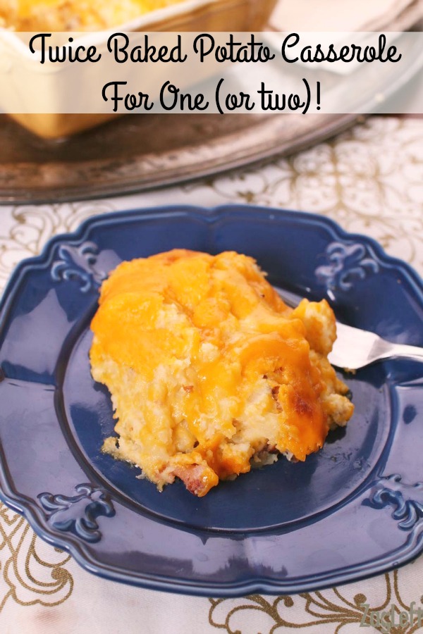Rich and creamy Twice Baked Potato Casserole For One made with all of the same ingredients you love in your twice baked potatoes but in casserole form - crispy bacon, cheddar cheese, sour cream and more! The perfect size for one or two...