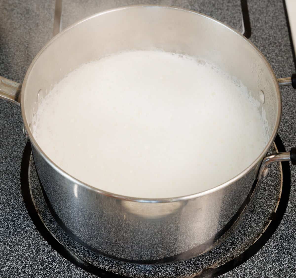 heating milk in a medium-sized saucepan.