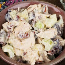 Bowl of chunky chicken salad