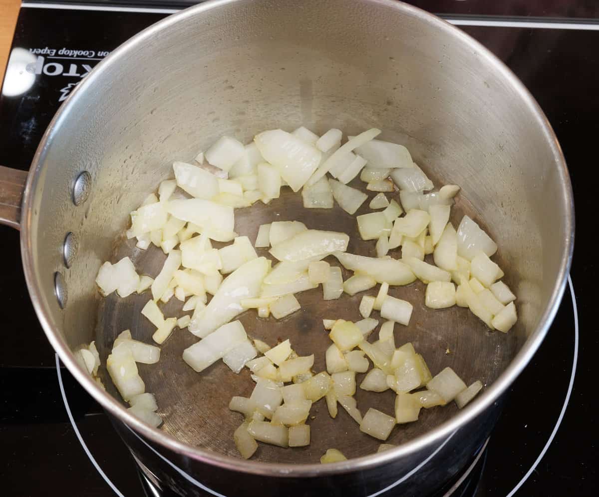 onions and garlic in a small saucepan