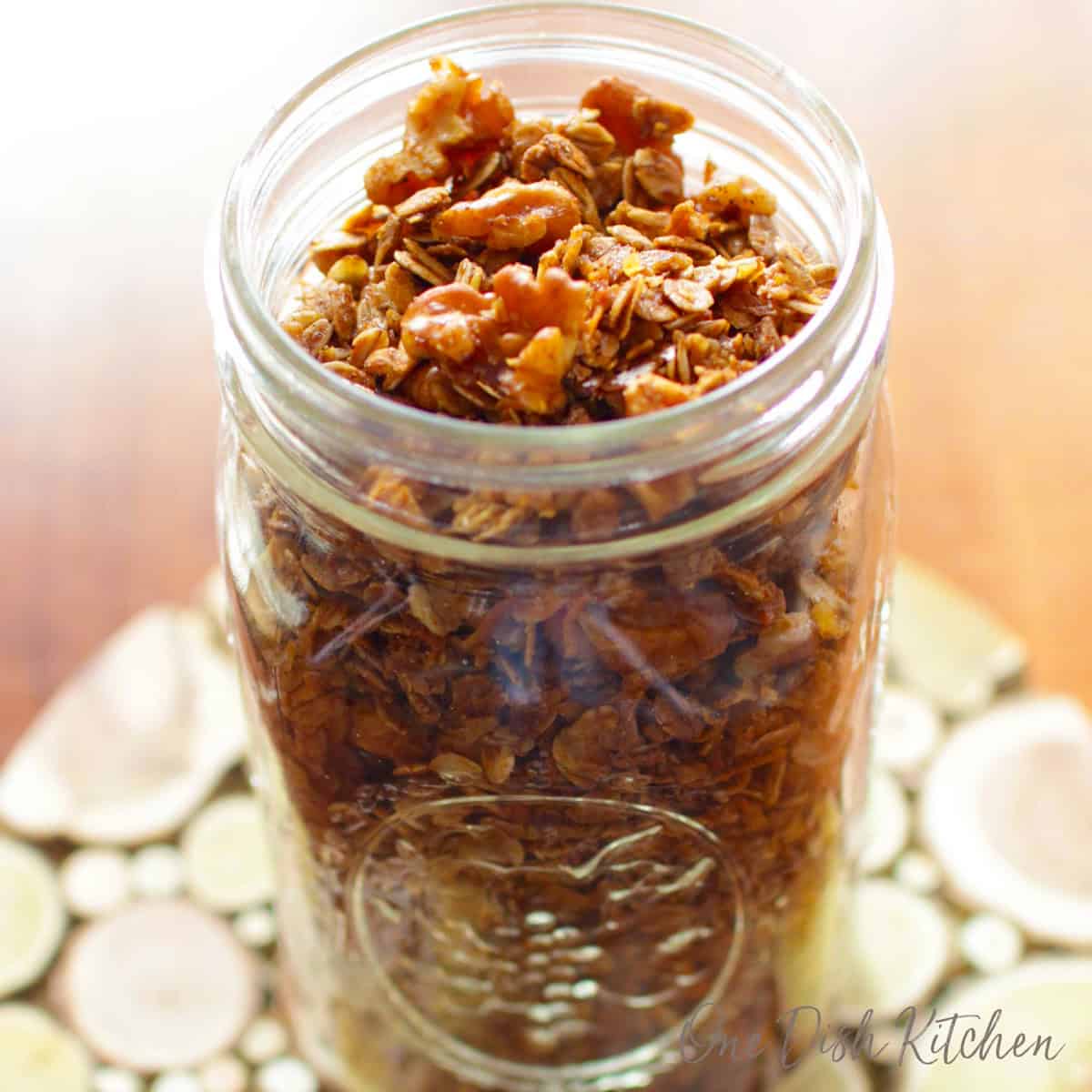 a small jar of gingerbread granola.