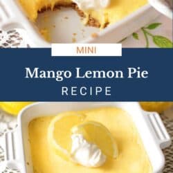 a small lemon mango pie with a portion of the pie missing.