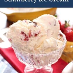 a bowl of strawberry ice cream.