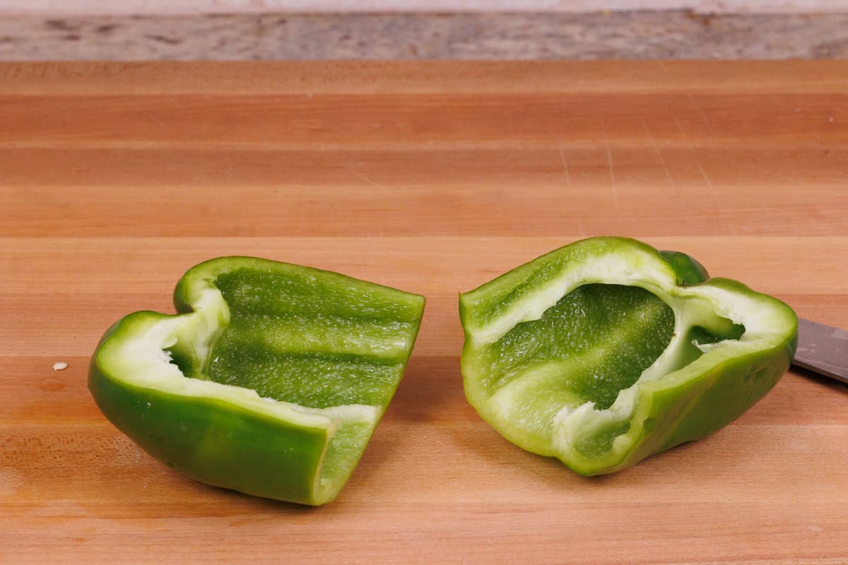 a bell pepper sliced in half