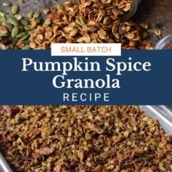 pumpkin spice granola on a baking sheet.