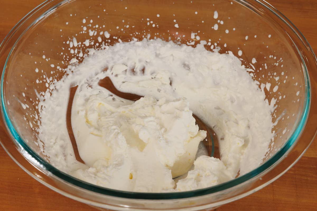 whipped cream folded into cream cheese