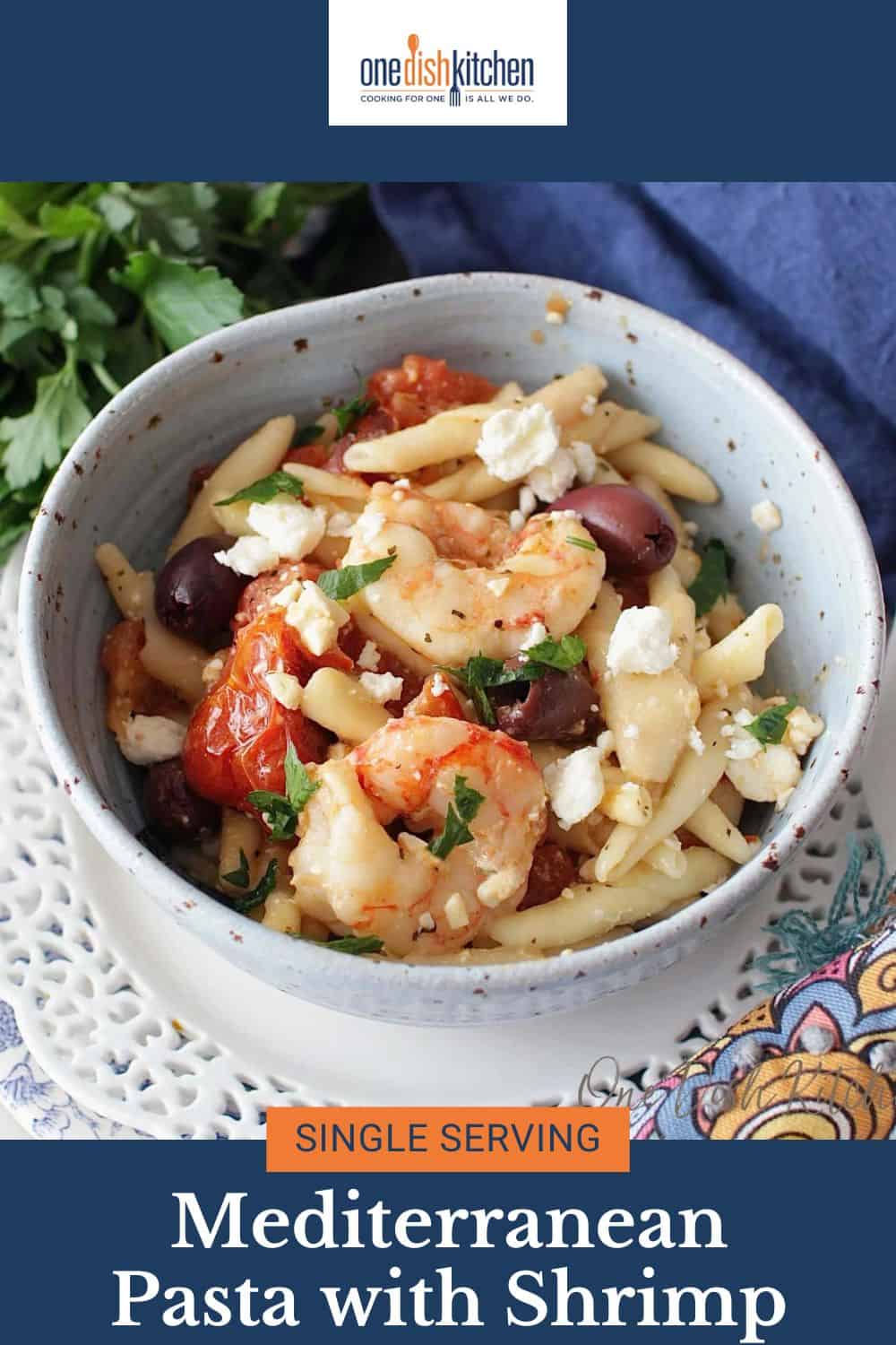 Mediterranean Pasta With Shrimp For One - One Dish Kitchen