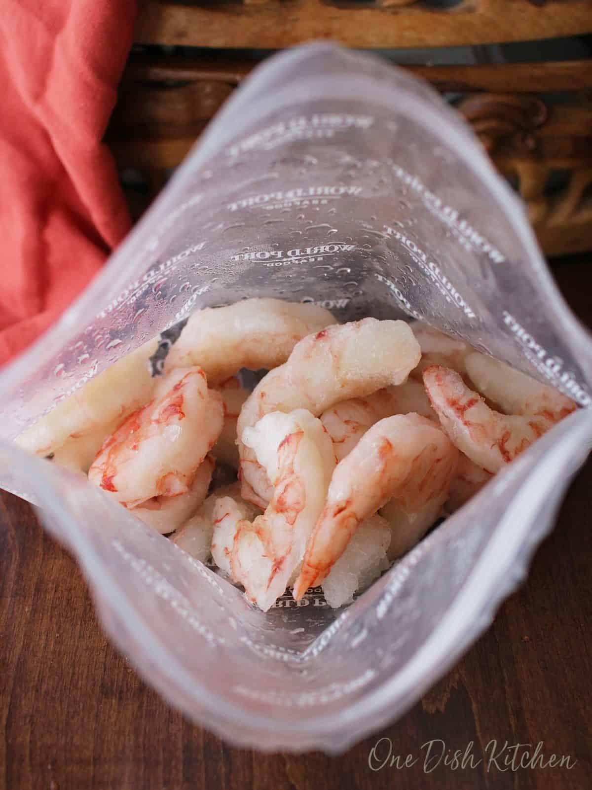 a bag of shrimp.