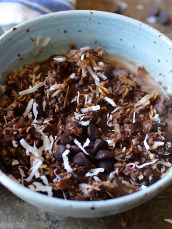 a mocha oatmeal bowl.
