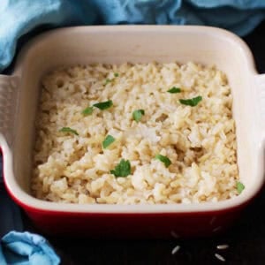 a single serving of baked brown rice.