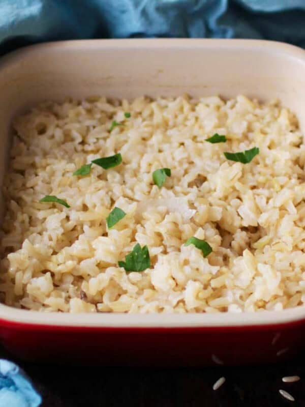 a single serving of baked brown rice.