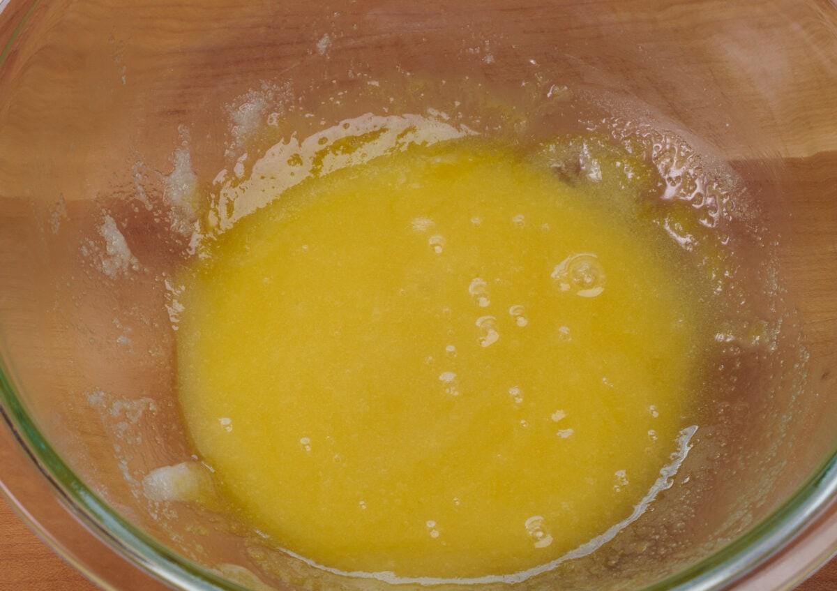 egg, vanilla, butter and sugar in a mixing bowl