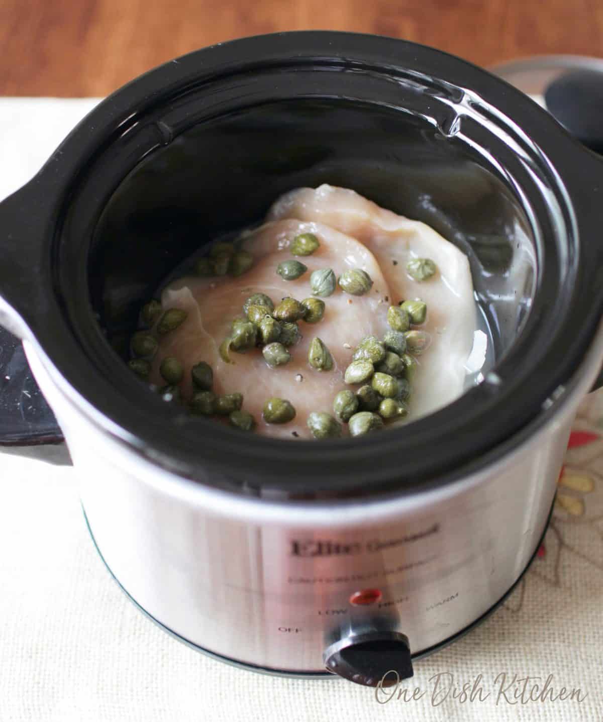 ingredients for chicken piccata in slow cooker 