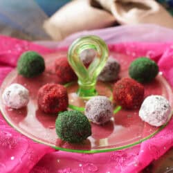 colorful sugar plums on a plate.