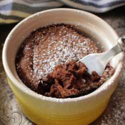 two ingredient chocolate cake with fork in it