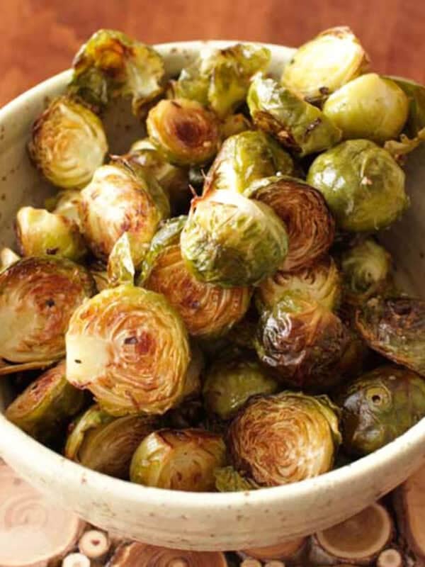 a small bowl of roasted brussels sprouts.