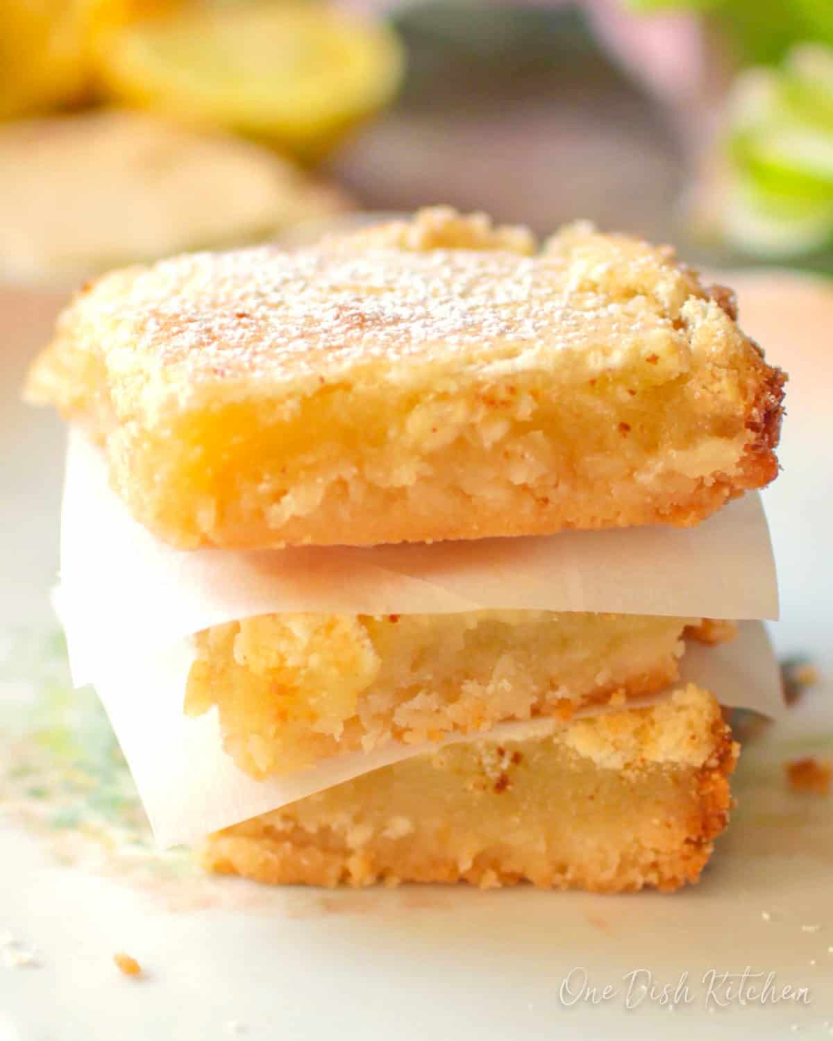 a small batch of lemon bars on a plate.