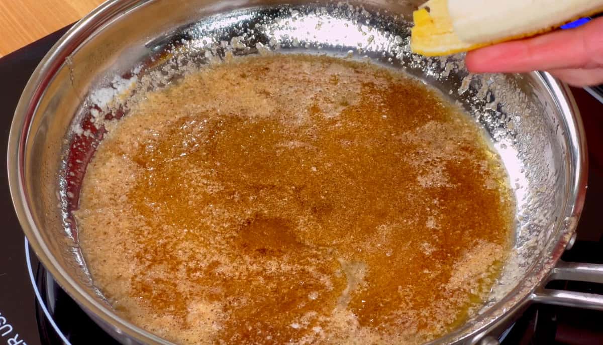 melted butter and brown sugar in a small skillet.