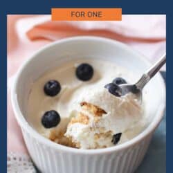 a ramekin filled with a small icebox cake topped with blueberries.