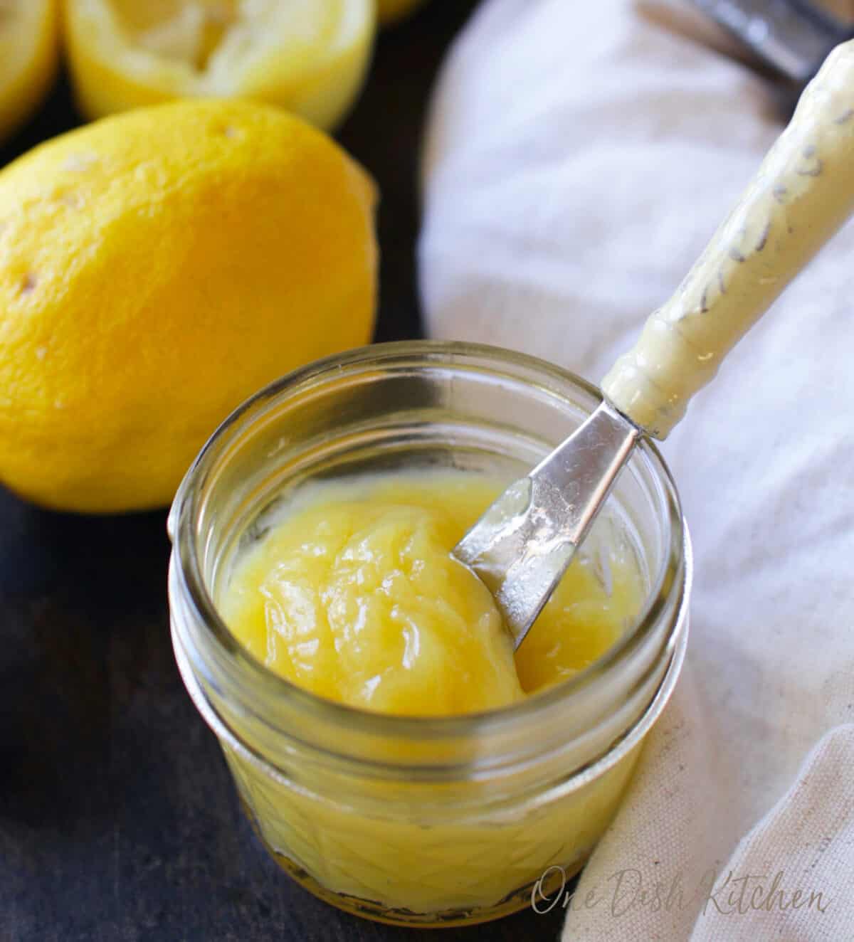 a small jar of homemade lemon curd.