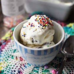 mint chocolate chip ice cream in bowl