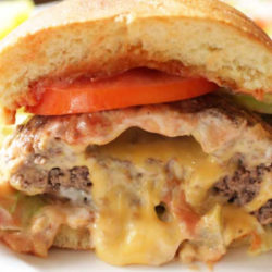 juicy lucy burger with cheese pin