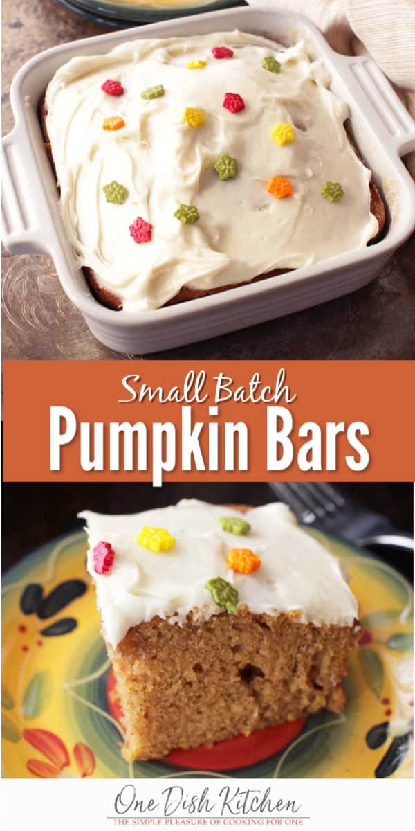 Small Batch Pumpkin Bars Recipe - One Dish Kitchen