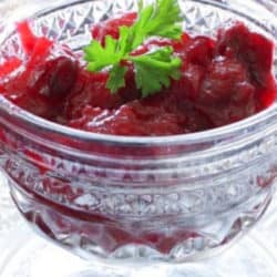 a small bowl of cranberry sauce