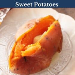 one sweet potato on a plate.