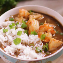 a bowl of new orleans seafood gumbo
