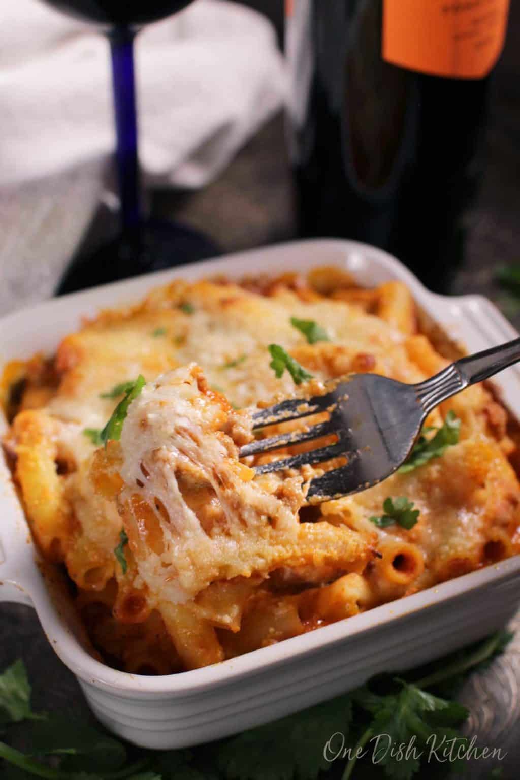 Easy Baked Ziti Recipe Single Serving One Dish Kitchen