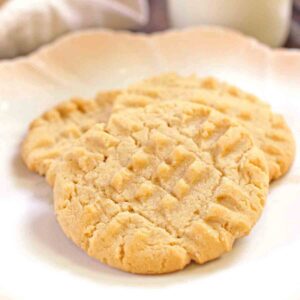 a plate of peanut butter cookies.