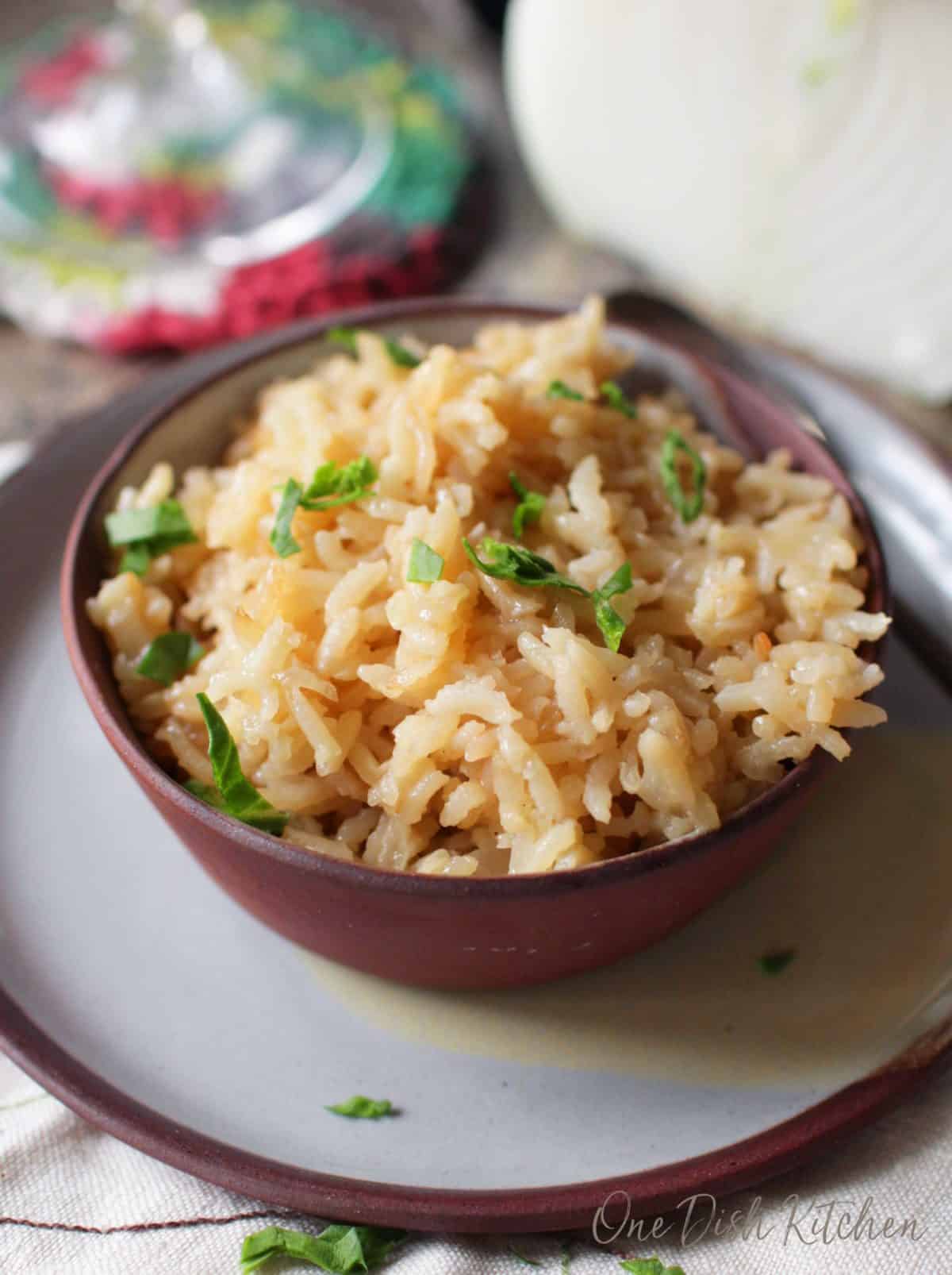 A bowl of rice pilaf