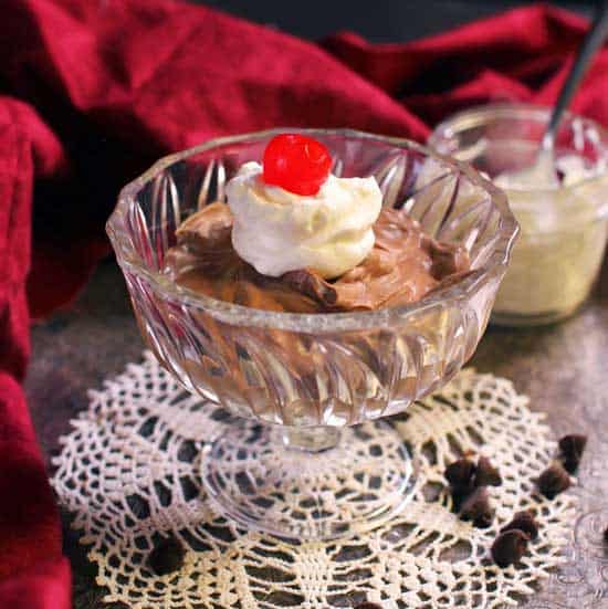 chocolate mousse made with two ingredients in a bowl