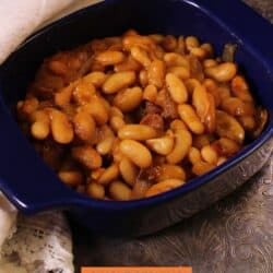 a bowl of homemade baked beans.