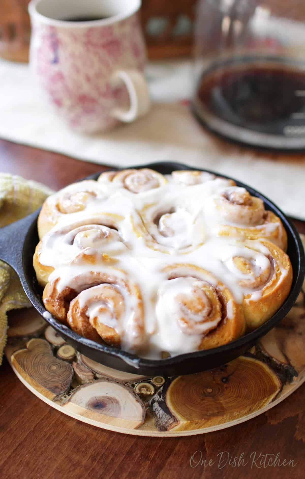 a personal size of single serving cinnamon rolls.