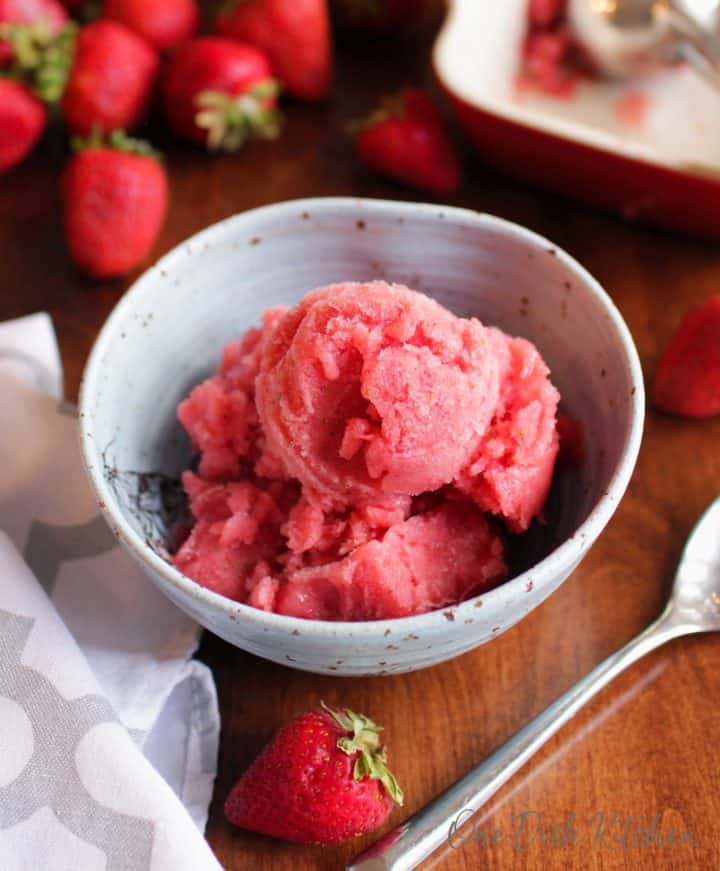 Strawberry Watermelon Sorbet For One - One Dish Kitchen