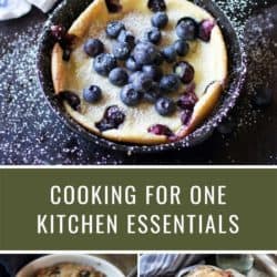 Blueberry dutch baby, chocolate chip cook and lasagna pictures on promo image