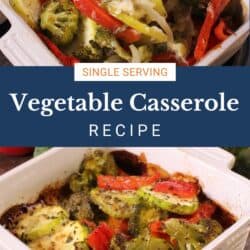 a small vegetable casserole with a fork on the side.