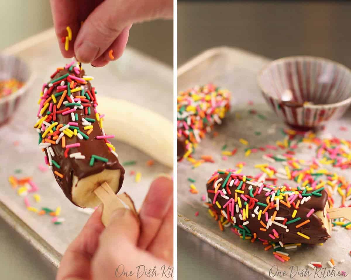 Chocolate Covered Frozen Banana - One Dish Kitchen