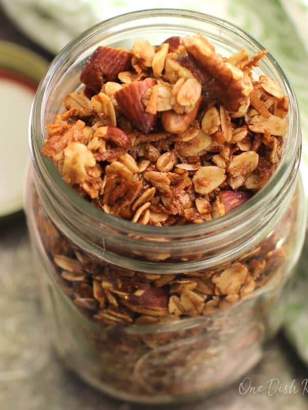 a jar of butter pecan granola.