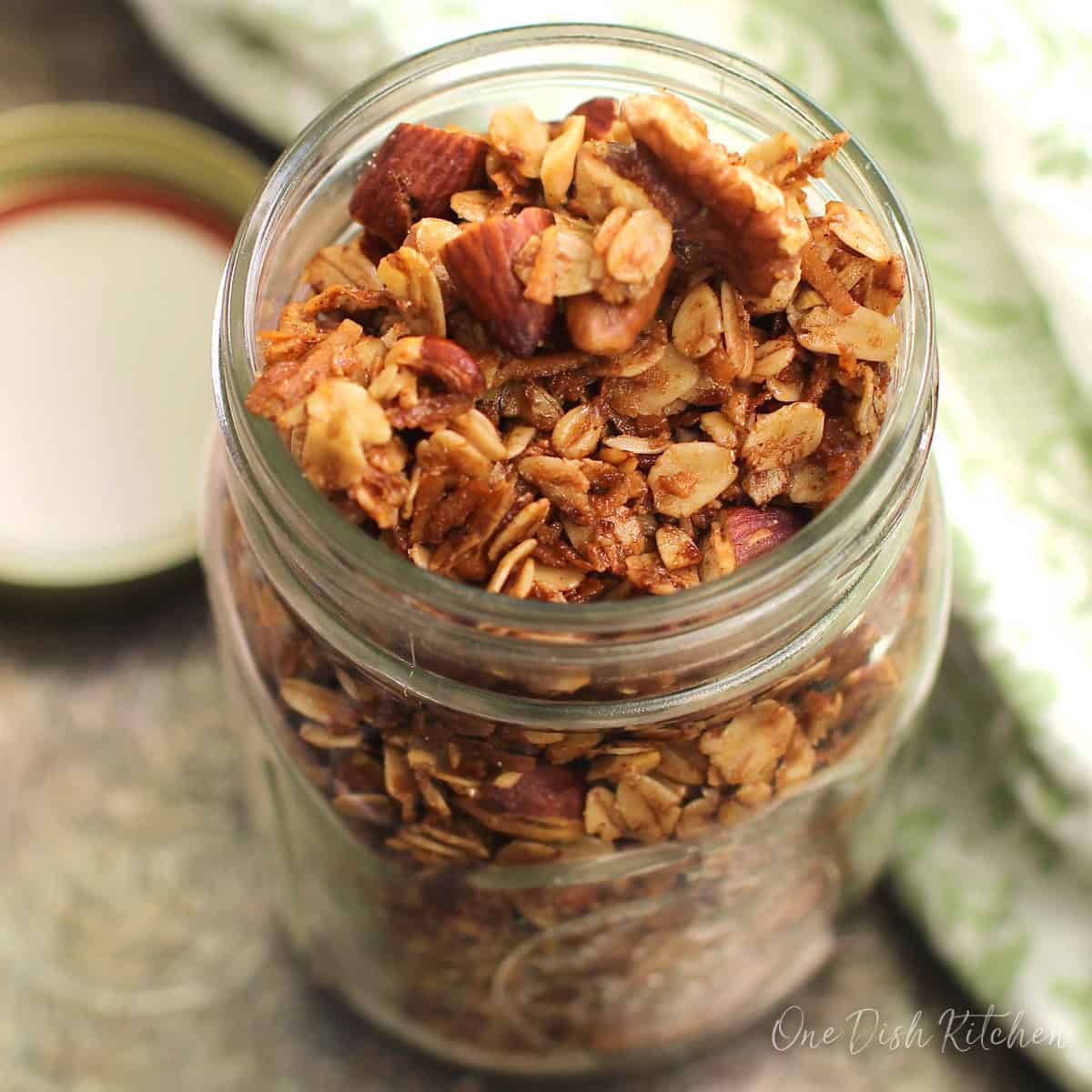 a jar of butter pecan granola.