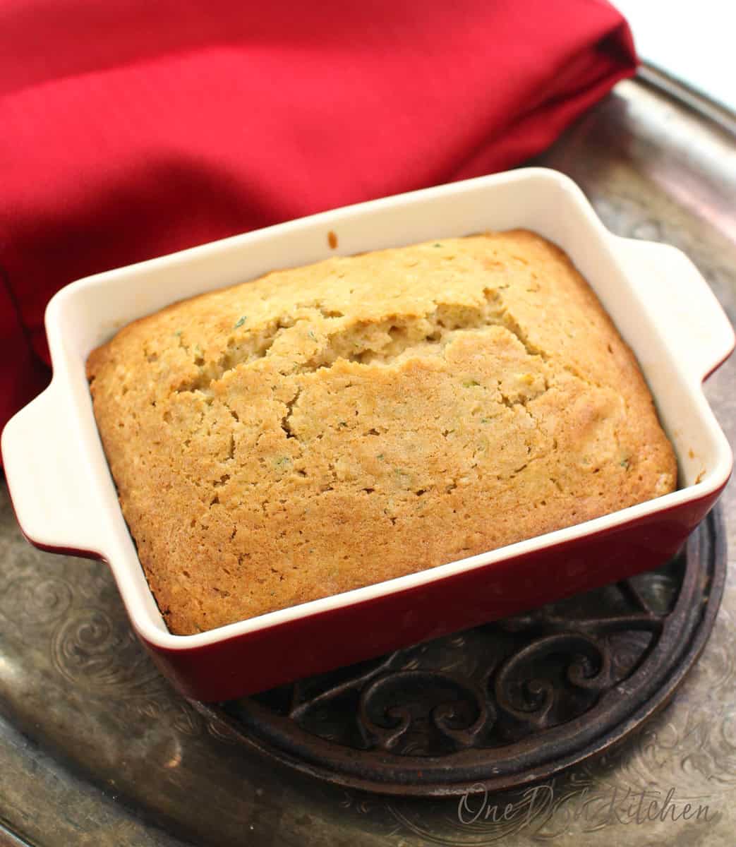 a small loaf of zucchini bread.