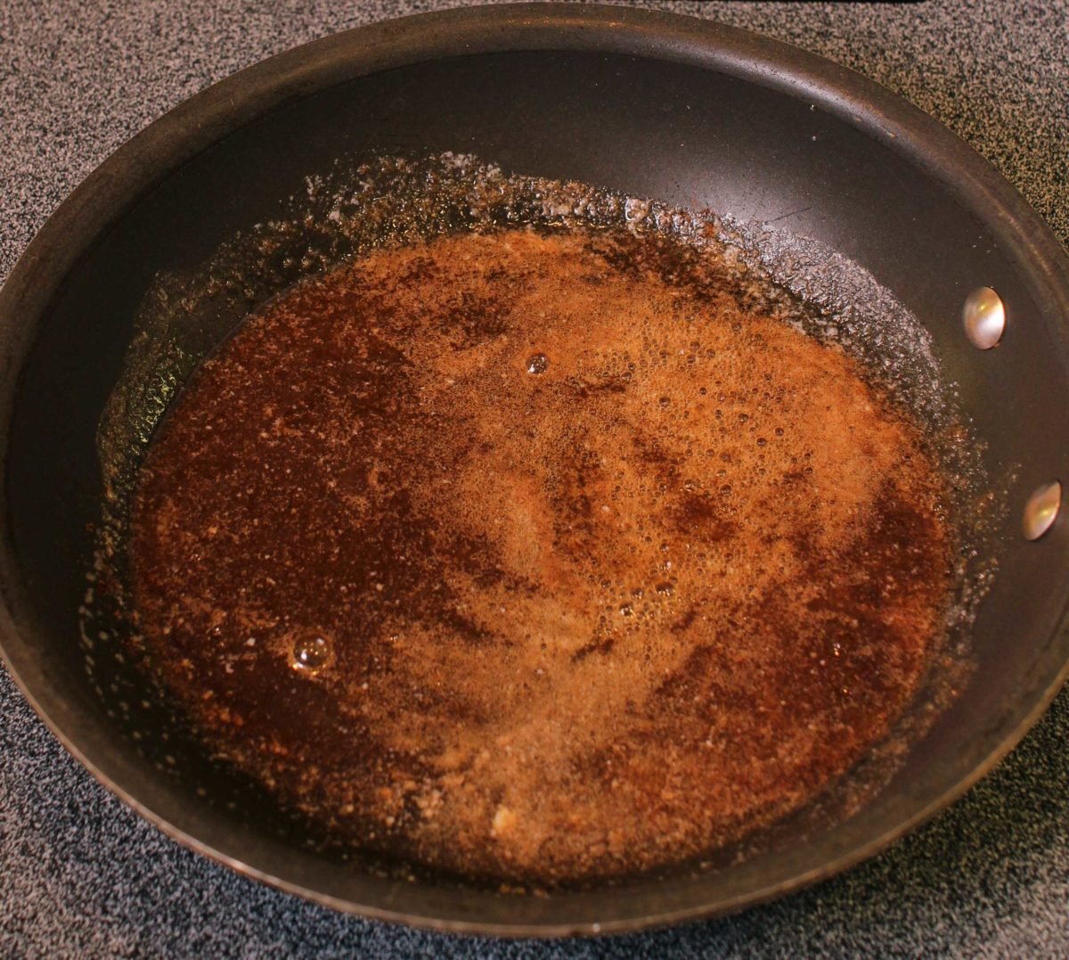 brown sugar and melted butter in a skillet.
