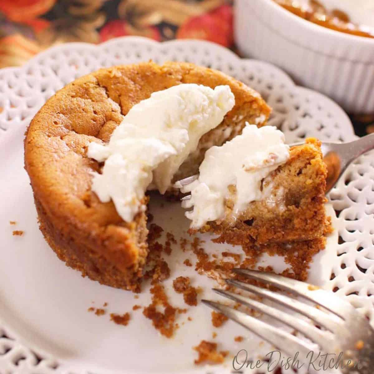 a small pumpkin pie with a graham cracker crust.