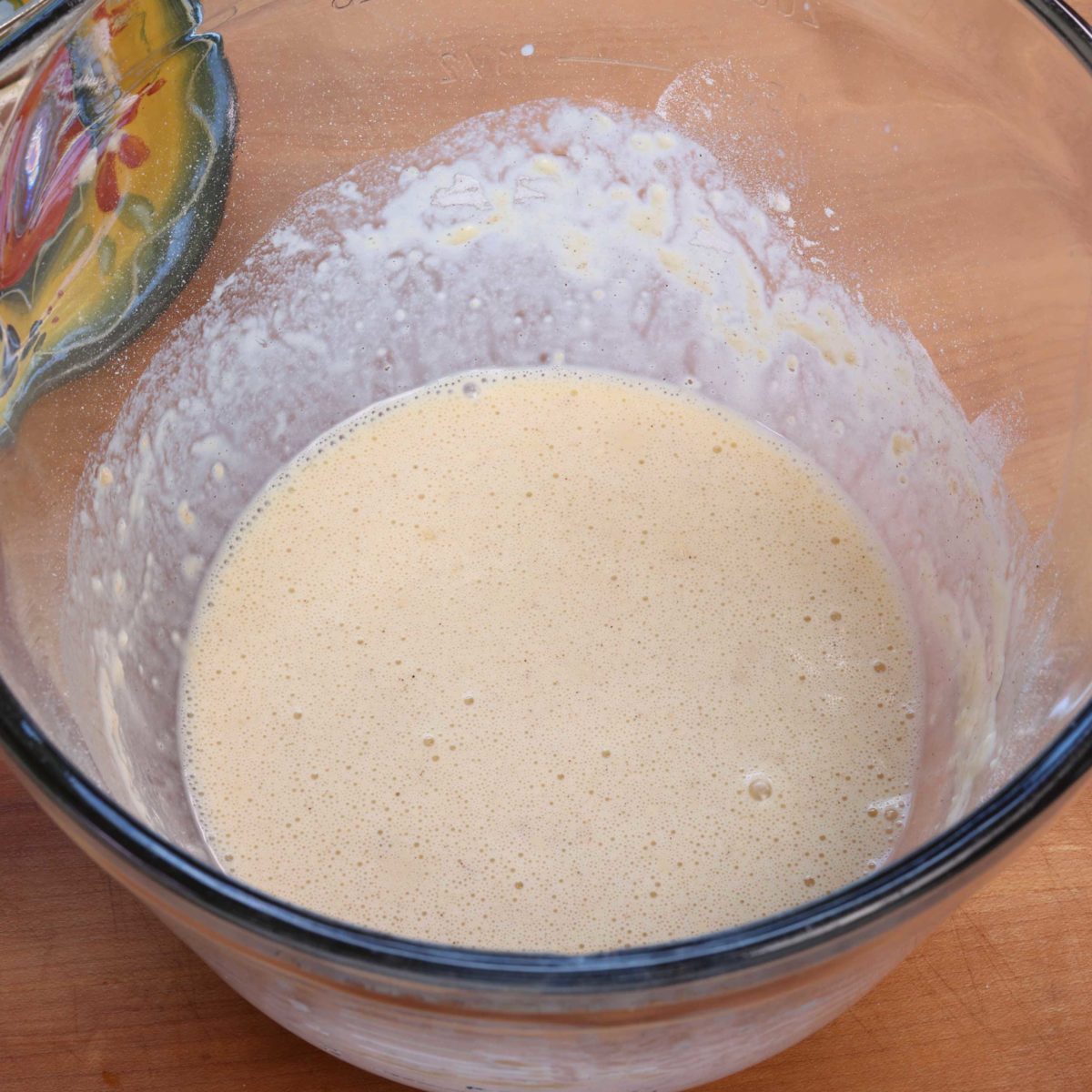 dutch baby batter in a mixing bowl.