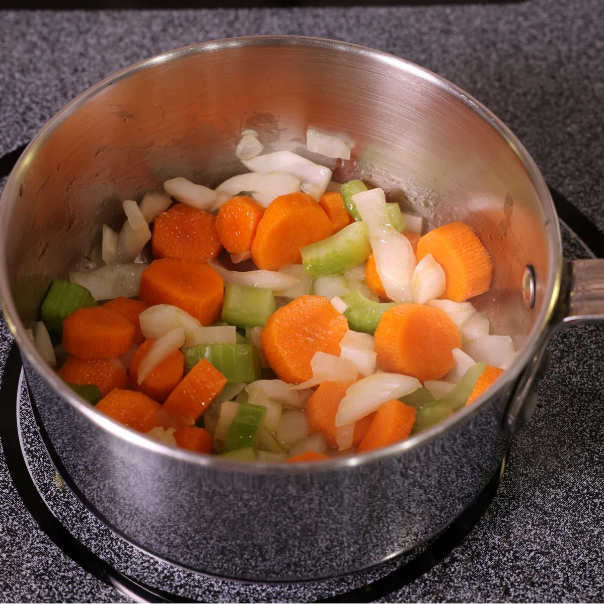 onions, carrots, and celery in a small saucepan.