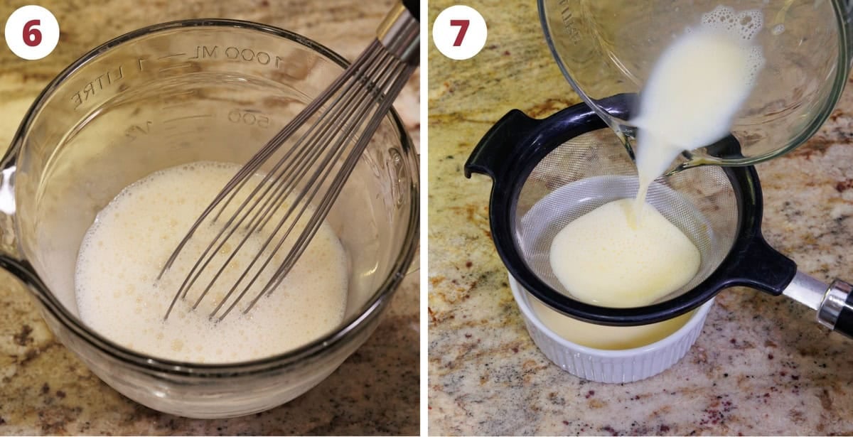 photos showing how to temper an egg.