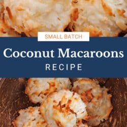 5 coconut macaroons in a brown bowl.