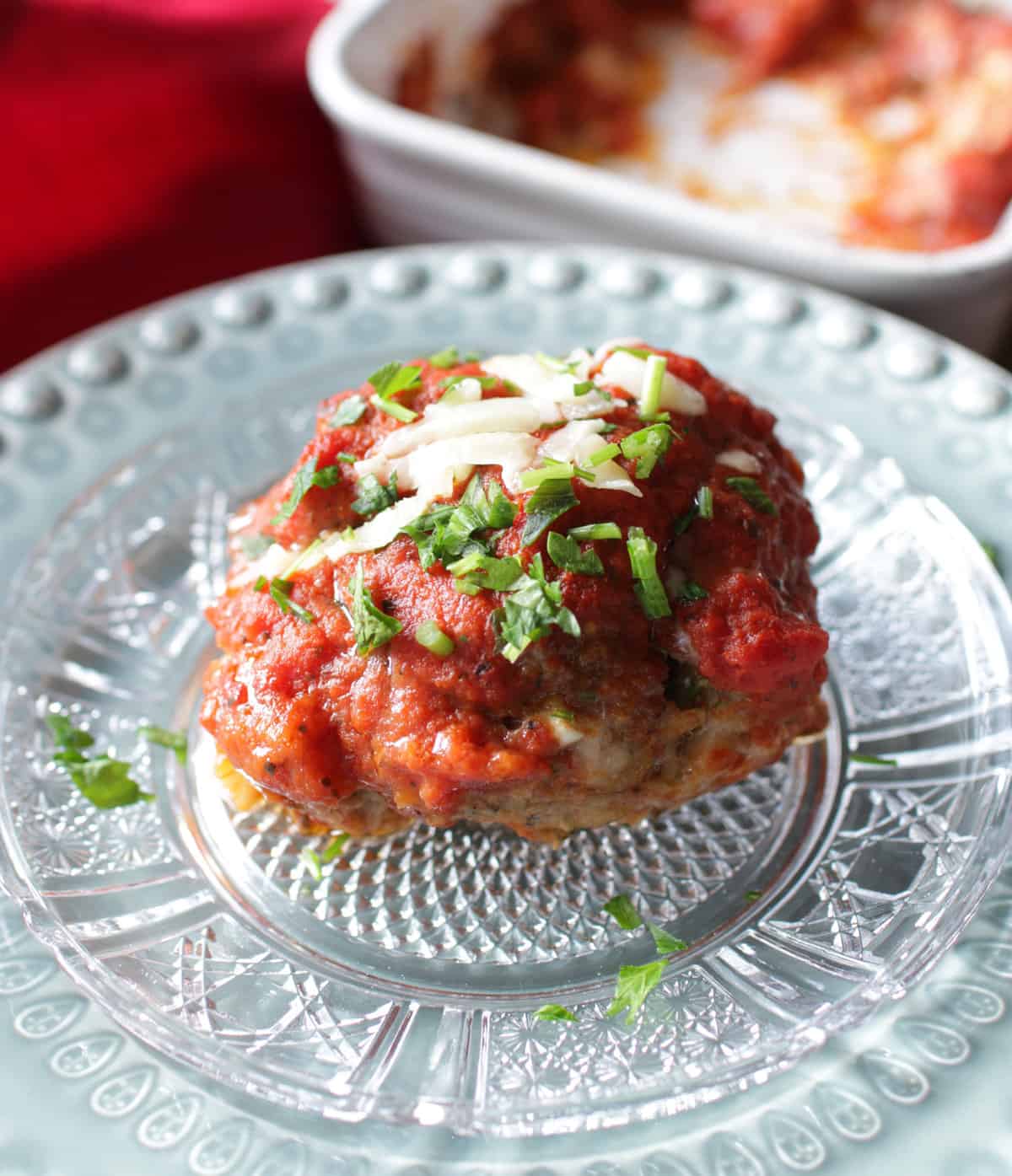 one giant meatball on a plate